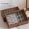 High-End Walnut Wood Grain Flip-Top Jewelry Box – Dustproof, Anti-Oxidation Ring Display