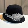 Women's wool autumn and winter crimped bucket hat French retro Hepburn wind basin hat new elegant celebrity temperament top hat