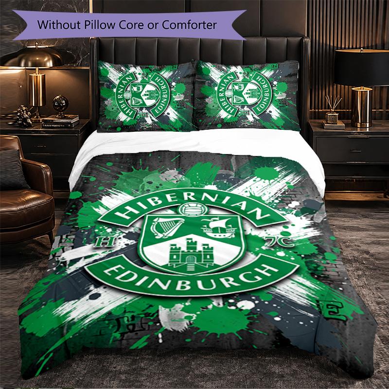 Biancheria da Letto a Tema Hibernian FC Set 3 Pezzi Copripiumino Biancheria da Letto Decorativa Per Stanza Adolescenti Decorazione Casa