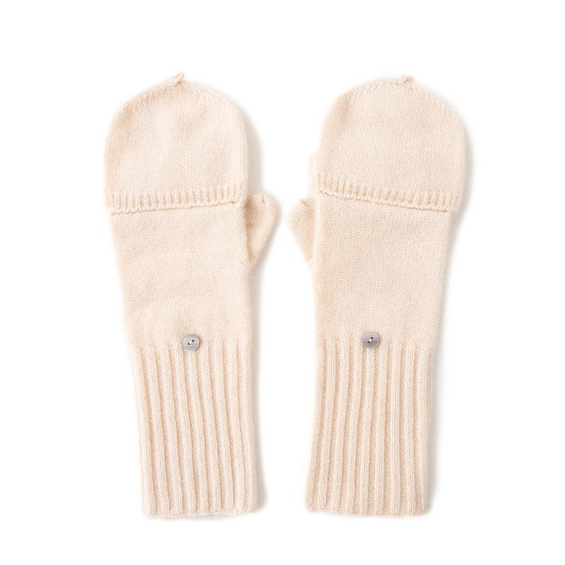 Cashmere Autumn and Winter New Solid Color Thickened Cycling Flip Cover Men's and Women's Cold Proof and Warm Knitted Split Finger Gloves