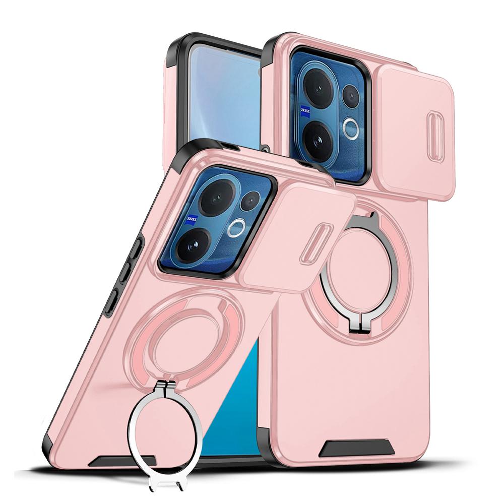 KEYSION 360° drehbarer Ringständer Handyhülle für VIVO V60 5G Schiebkamera-Schutz Magnetische stoßfeste Rückseite für VIVO V60