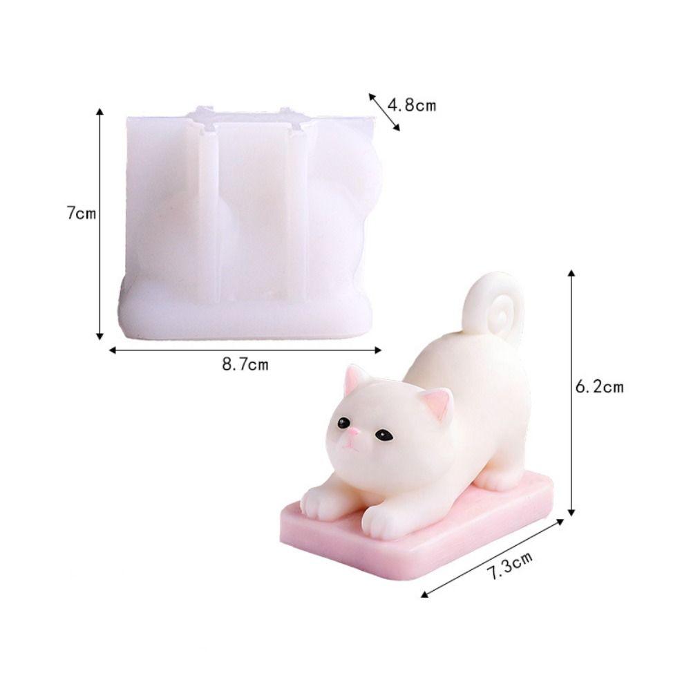 Silicone Material Cat Candle Mold 3D Design Stretching Cat Silicone Candle Mold Handmade Craft Cute Animal Shape DIY Candle Mold