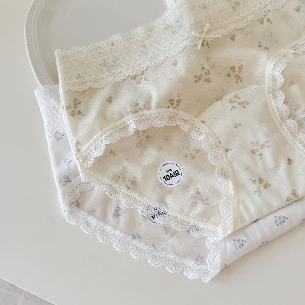 5278 #Snowflake Dot Lace Panties Women'S 10A Bacteriostatic Bottom Crotch Bow Printed Mid Waist Ultra Thin Women'S Briefs