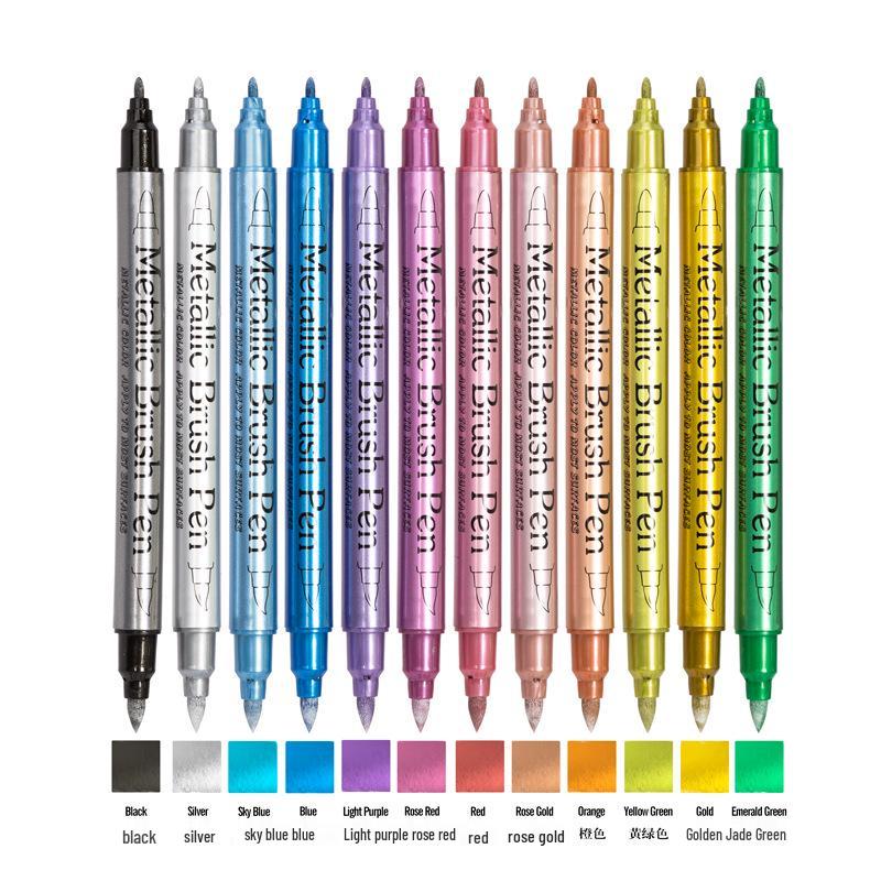 

Металеві маркери з двома наконечниками - Золотий та Срібний, М який наконечник, на водній основі