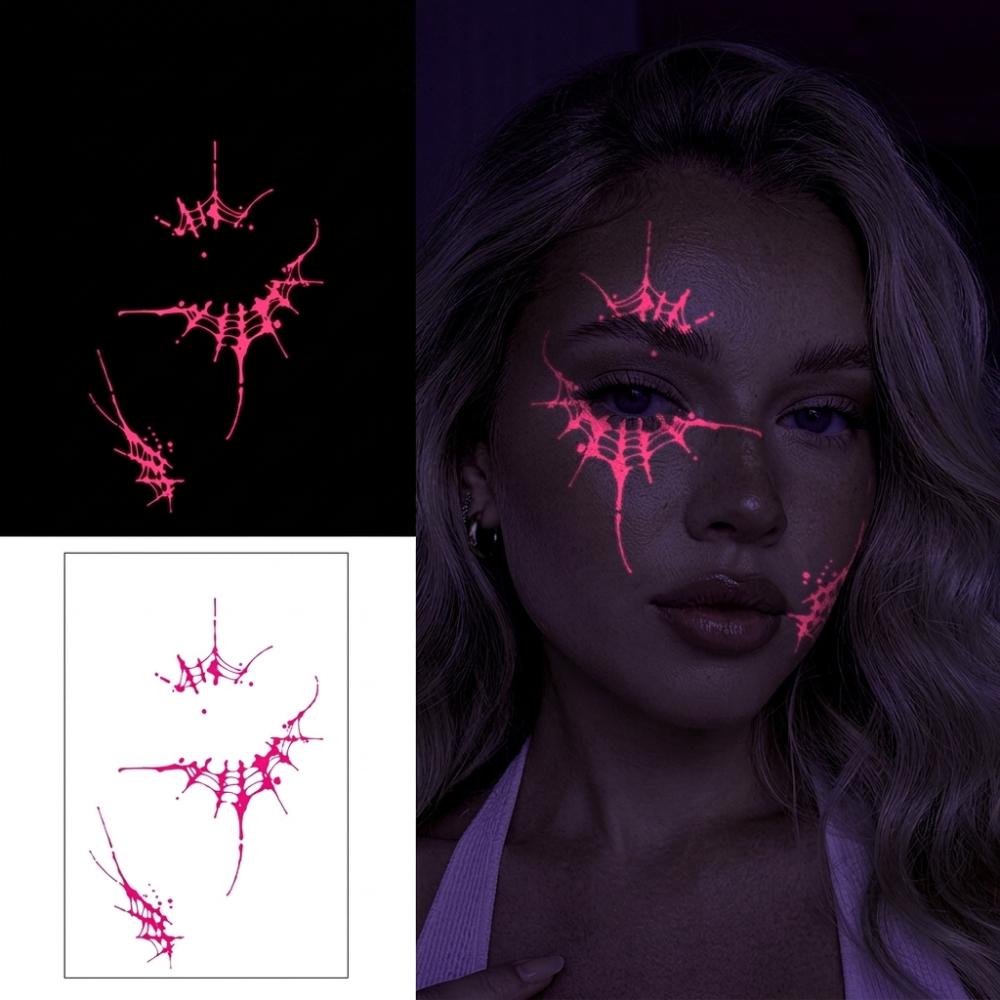Waterproof Halloween Luminous Face Tattoo Stickers Party Cosplay Temporary Tattoos Men Women