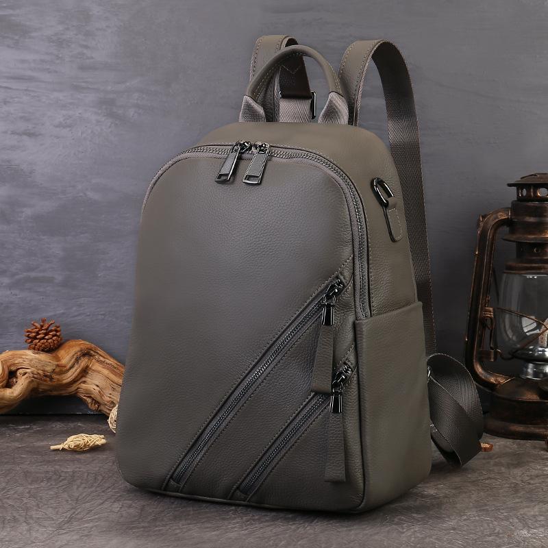 

Дорожная сумка из натуральной кожи для поездок на работу, одноплечевой и двухплечевой рюкзак серый