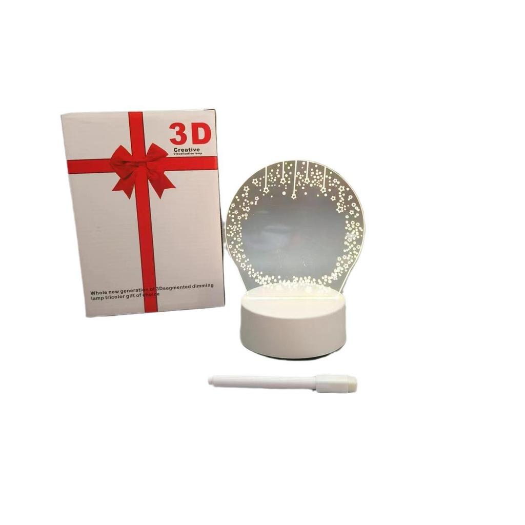 3D Night Light with Solid Wood Base - Erasable Luminous Acrylic Message Board