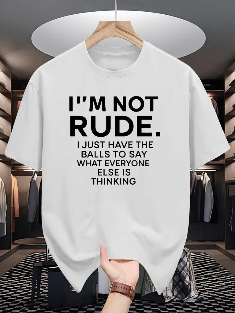 Unisexs Crew Neck T Shirt Funny Attitude I Am Not Rude Quote Text Print Graphic Short Sleeve Casual Cotton Streetwear Tops