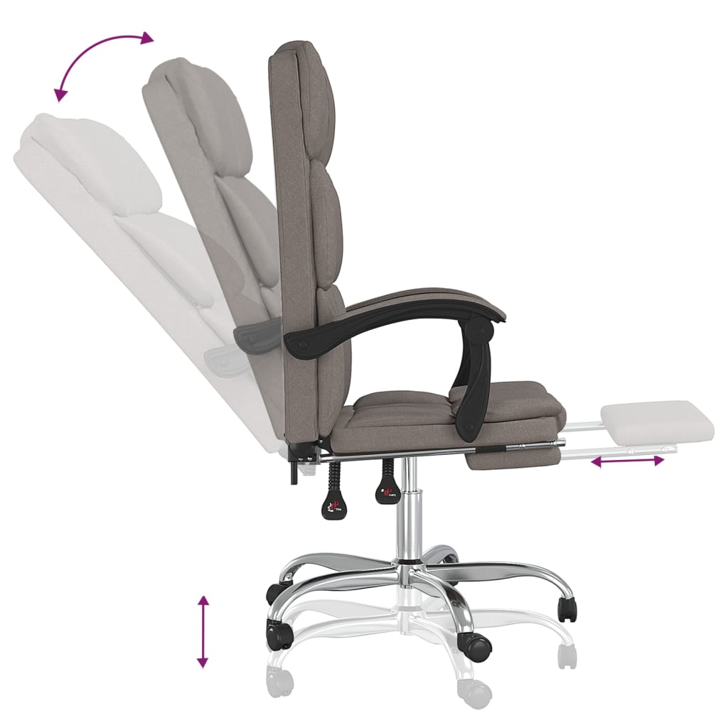 Office Chair with Reclining Function Taupe Fabric