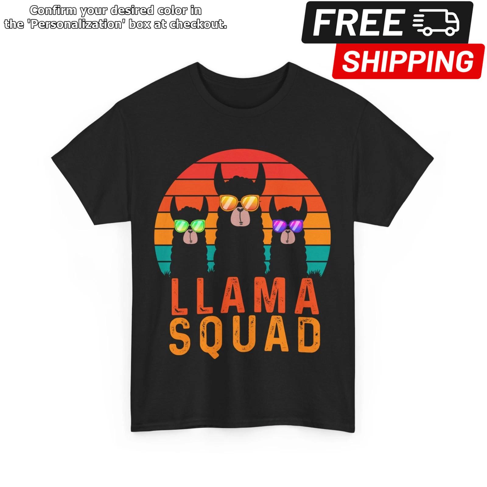 Llama T-Shirt, Llama Squad Animals Lovers Women Men Vintage T-Shirt L