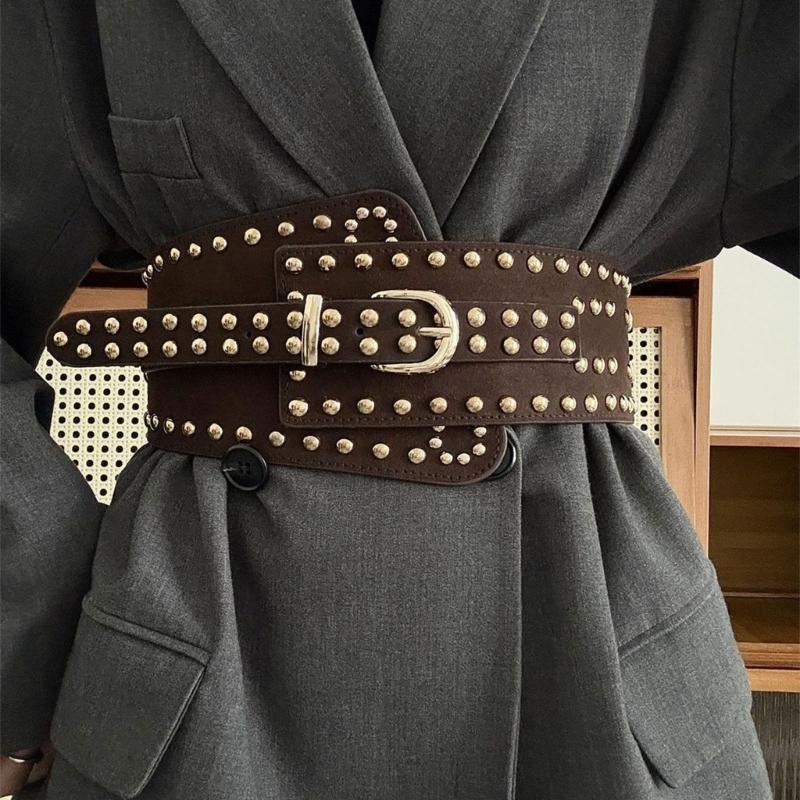 Stylish Rivet Waist Belt Adjustable PU Leather Corset For Women And Men Contemporary Waist Cincher Fashion Accessory