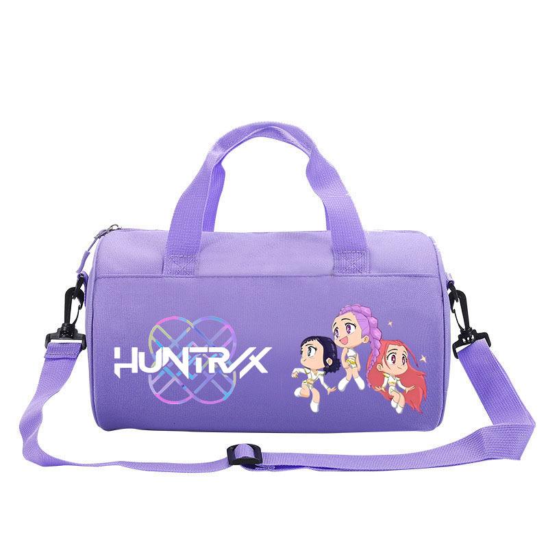 Bolsa Cilindro Fitness com Estampa de Desenho Animado Caçadores de Bruxas KPOP Bagagem Bolsa de Mão Esportiva Bolsa de Viagem