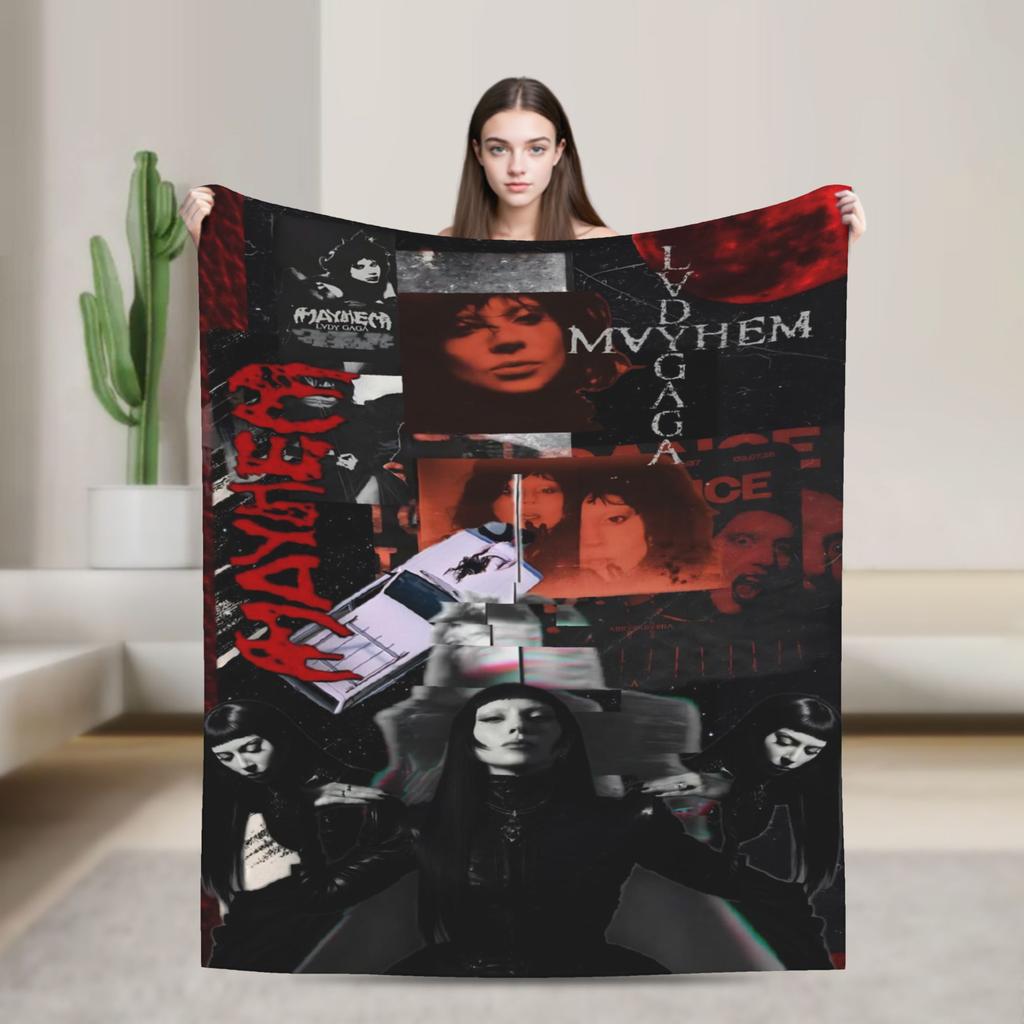 Lady Gaga Mayhem Album Super Warm Blanket Travel Plush Throw Blanket Novelty Couch Chair Flannel Bedspread Sofa Bed Cover