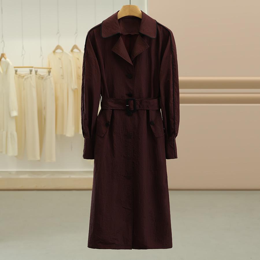 

Manno Ti Brand Closure: 25% Off Korean Style Slim Fit Trench Coats for Autumn XS вина червоного кольору