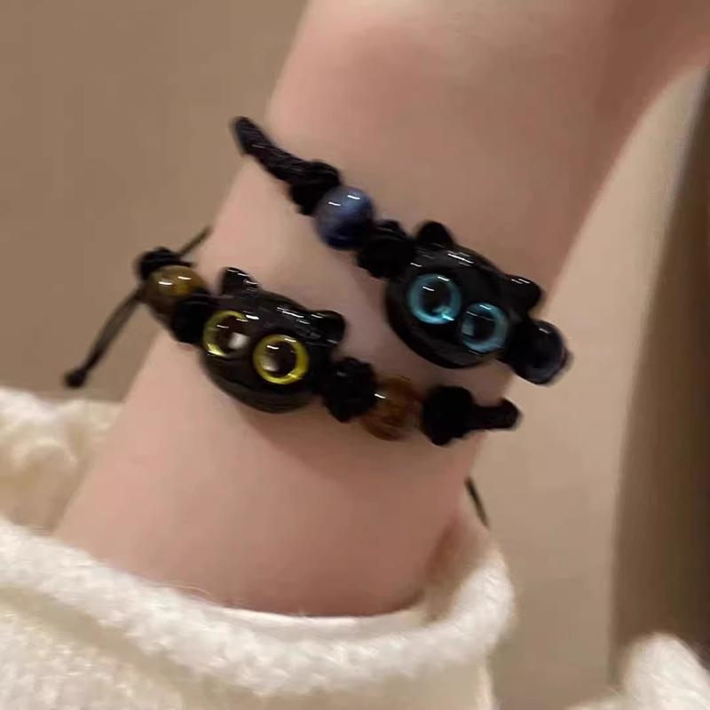 Cute Big Eye Cat Bracelets For Women Cartoon Enamel Animal Pet Pendant Hand Chain Kids Boudoir Couple Bracelet Jewelry Gift