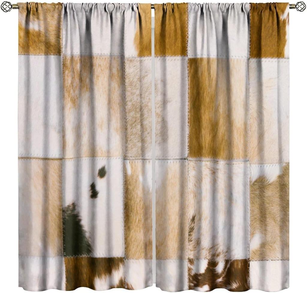 Leopard Print Curtains Rustic Safari Theme 3D wild Animal Fur Skin Brown Farm Window Treatments for Kids Living Room Bedroom