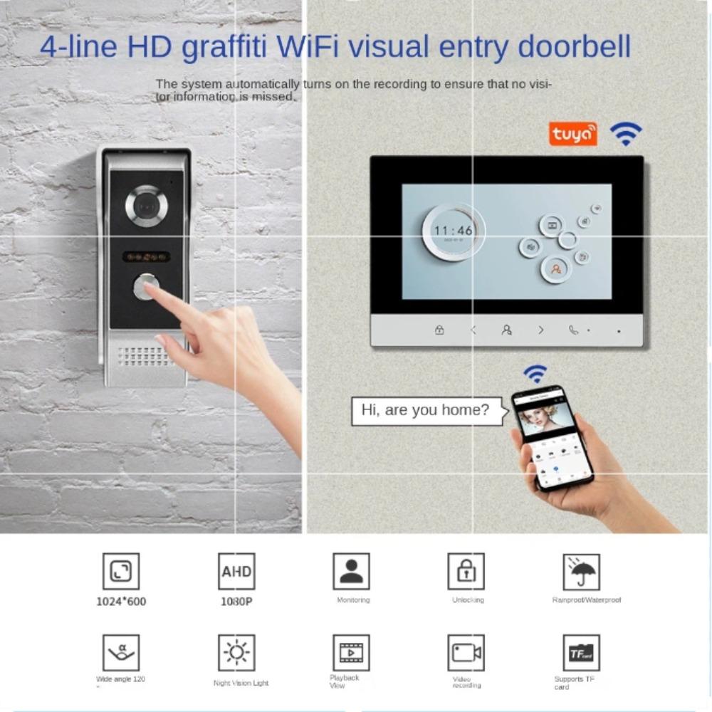 Smart Video Intercom WiFi 9 Inch Monitor with Doorbell Camera Wired Video Door Phone Intercom System for Villa Apartment