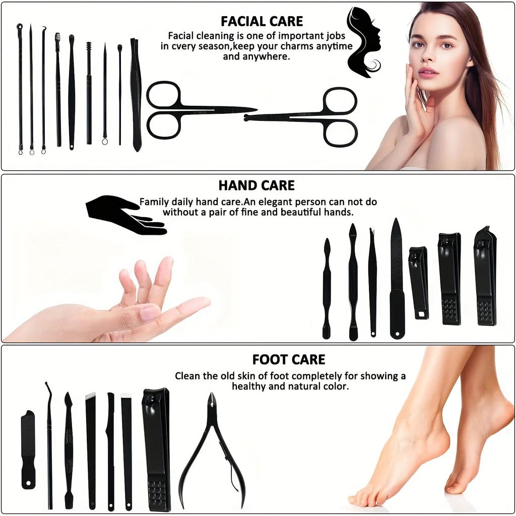 Professional Nail Clipper Set of 26 Pieces, Stainless Steel Nail Clippers, Foot Massage Nail Clippers, Portable Nail Art Tools