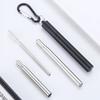 Stainless Steel Telescopic Straw Color Three-Section With Aluminum Alloy Storage Tube Sleeve Blue
