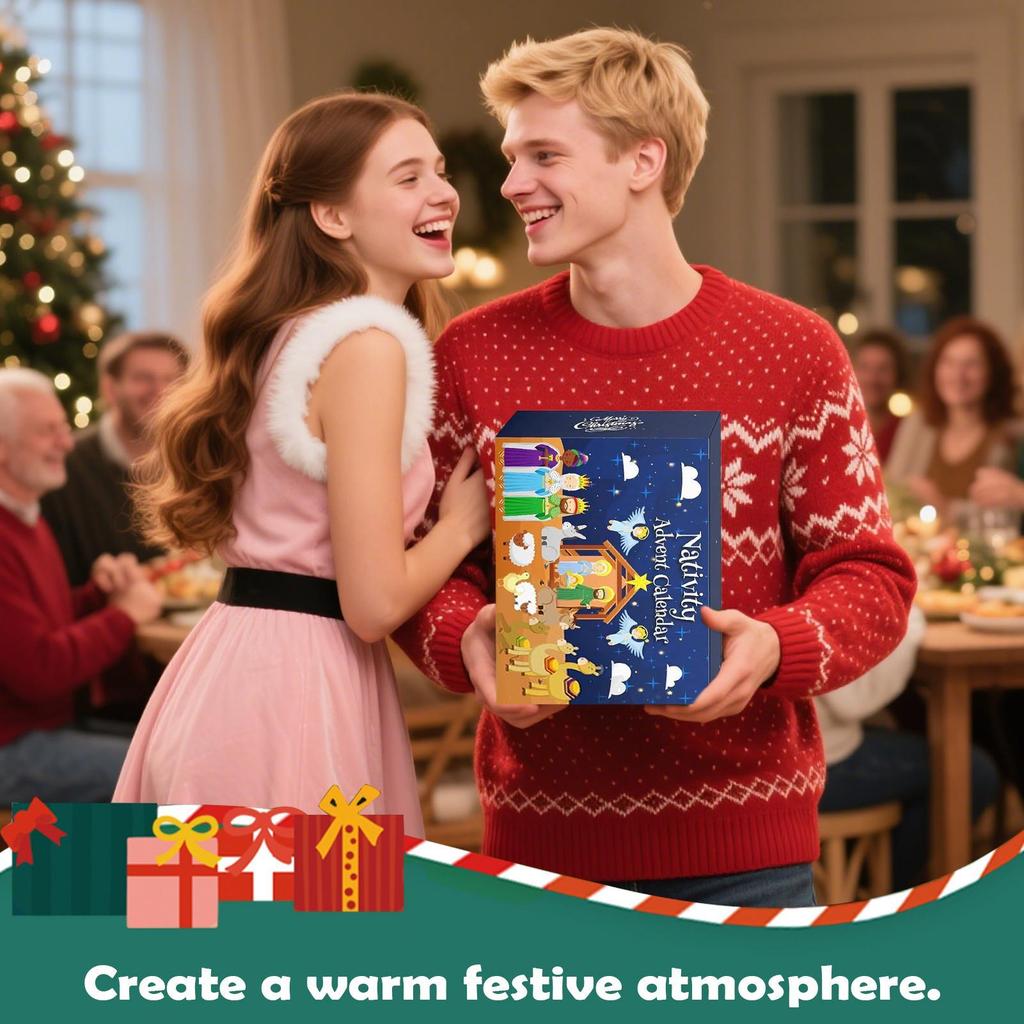 Christmas Countdown Advent 2025 Small Home Decor Jesus Story Christmas Countdown Decorations For Kids Bedroom Living Room