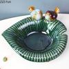 Green Leaf Ceramic Fruit Plate Painted Birds Decorative Trays Snacks Nuts Plate Dinner Table Fruits Bowl Candy Storage Tray