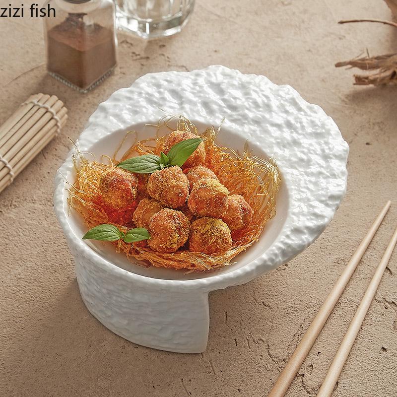 Rock-grained Ceramic Soup Bowl Dinner Plate Fruit Plate Salad Bowls Cold Dish Dish Noodle Bowl Dessert Bowls Sashimi Disc Tray