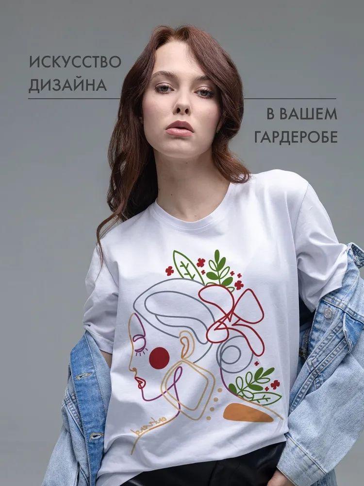 

2025 White Loose Casual Round Neck T-Shirt: Summer Print, 100% Cotton, Short Sleeve, Versatile XXXL белый