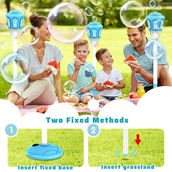 Outdoor Bubble Machine with Remote Control & Music Adjustable Height 3-in-1 Party Blower for Wedding Camping Birthday Rechargeable Fun Toy for Kids