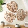 Tropical Home Wall Decoration 3Pcs Hollow Monstera Leaf Decoration, Wooden Art Hanging Plaque, Decorative Gift for Housewarming Sculpture with