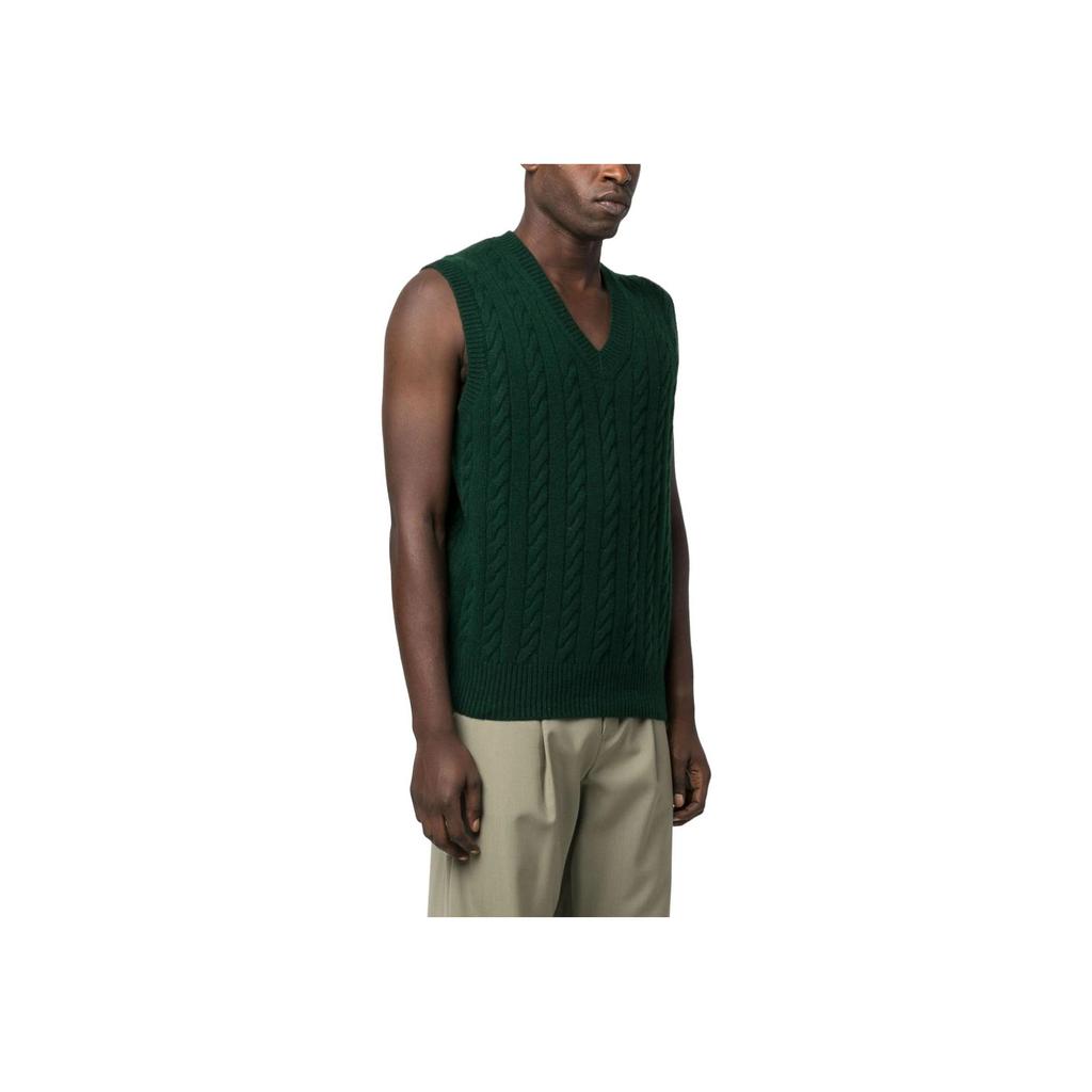 Polo Ralph Lauren Solid Color Cable Knit Sleeveless Sweater Men sweater Forest-Green 710917037-001