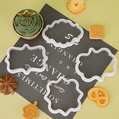 Ensemble d'emporte-pièces en plastique avec cadre de plaque vintage, outils de décoration de gâteaux