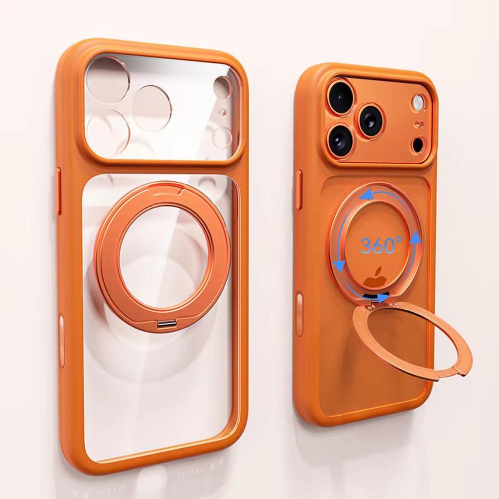 iPhone 17 Pro Max Transparent 360° Magnetic Stand Case with Full Lens Protection