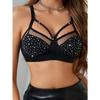 Strass Netz Durchsichtig BH Träger Sexy Dessous Push Up Bralette für Club PartyEinfarbig