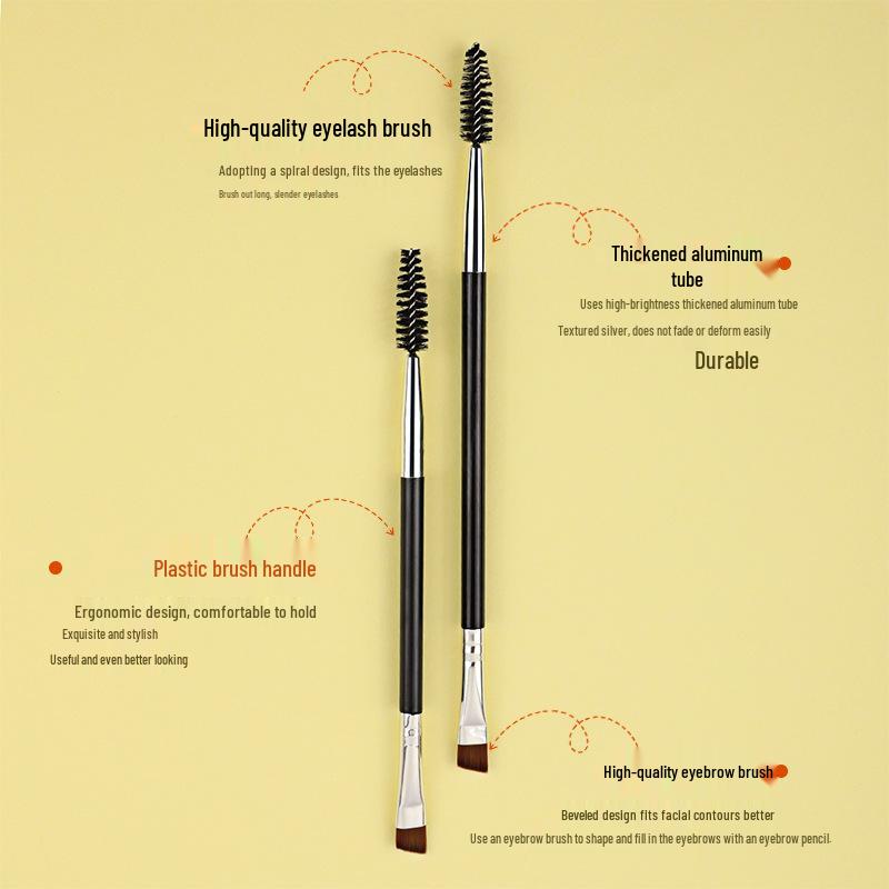 Double-Ended Eyebrow & Eyeshadow Brush - Angled Concealer & Spiral Eyelash Tool for Professional Eye Makeup
