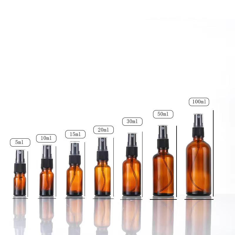 

Amber Glass Essential Oil Spray Bottle, 5-100ml, Refillable for Cosmetic Serums. 5ml