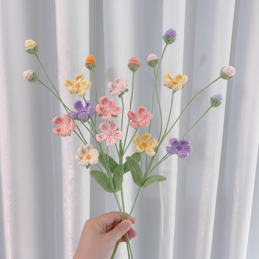 Creative DIY Flowers Bouquet Crocheted Flower Wedding Home Decoration Gifts Handwoven Flowers Flower Arrangement Home