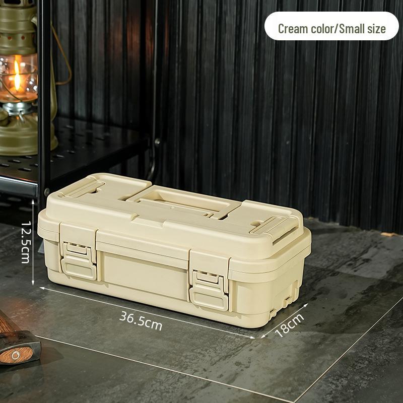 Vintage Industrial Stackable Storage Box with Flip-Top Lid for Home or Car
