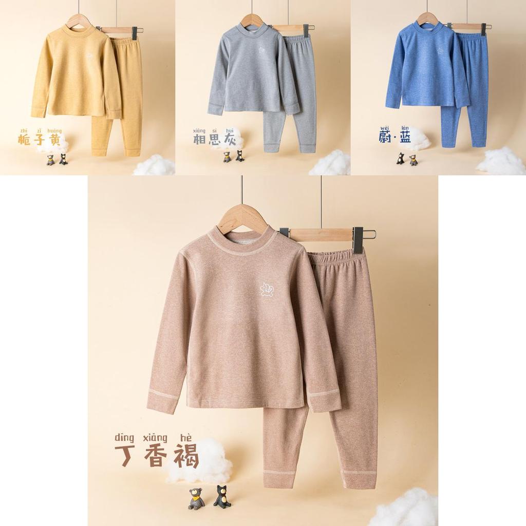 Cozy Wool Silk Baby Boys Girls Thermal Pajamas Set With Soft Fabric For Autumn Winter