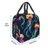 Psychedelic Bioluminescent Trippy Jellyfish Insulated Lunch Bag for Women Office Cooler Thermal Food Box Tote Lunch Boxes