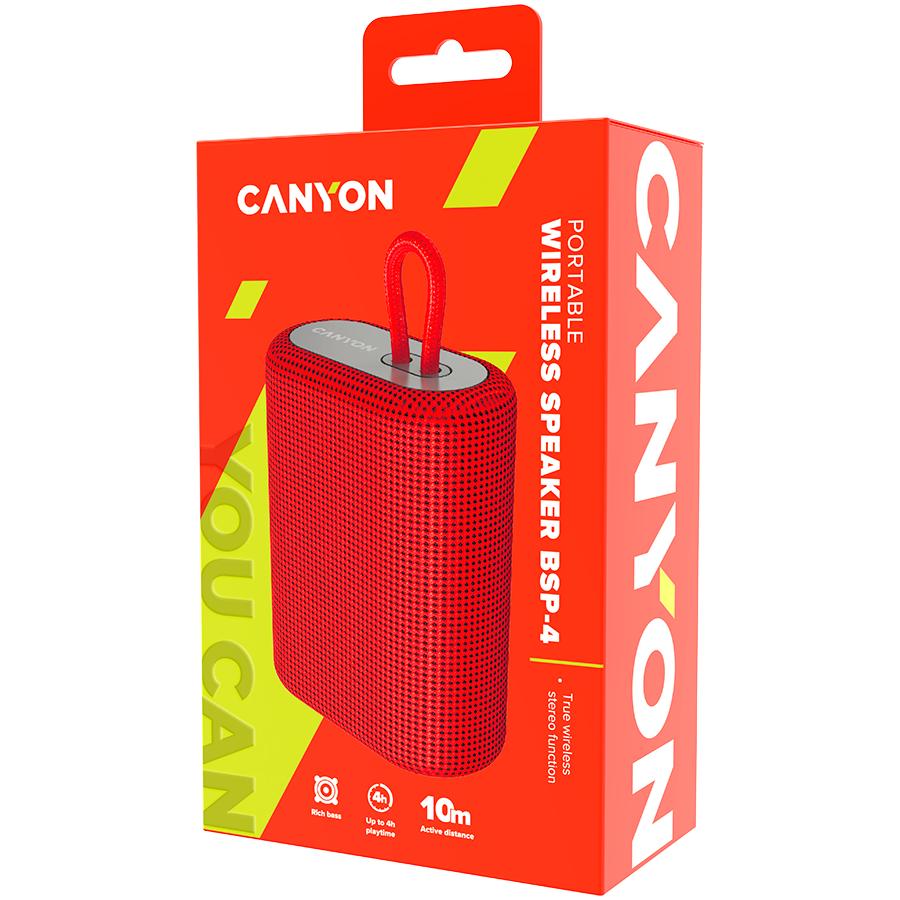 CANYON Bluetooth Speaker BSP-4 5W FM Radio Red