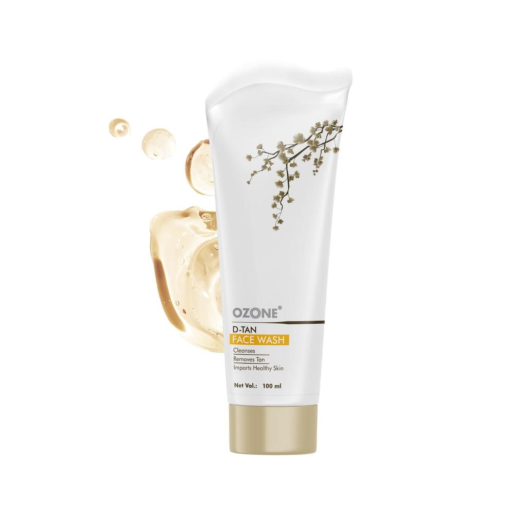 Ozone D-Tan Face Wash 100ml with Lactic Acid, Green Tea & Licorice