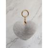 MAIA Rabbit Fur Heart Keychain & Charm - Gray