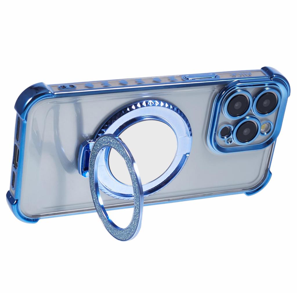 For iPhone 14 Pro Max Side Heart Pattern Case Kickstand TPU Phone Cover with Mirror