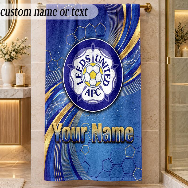 Beach TowelLeeds United Custom Name Text Personalized Soft Towel for Beach Pool Indoor Home Decor Gift