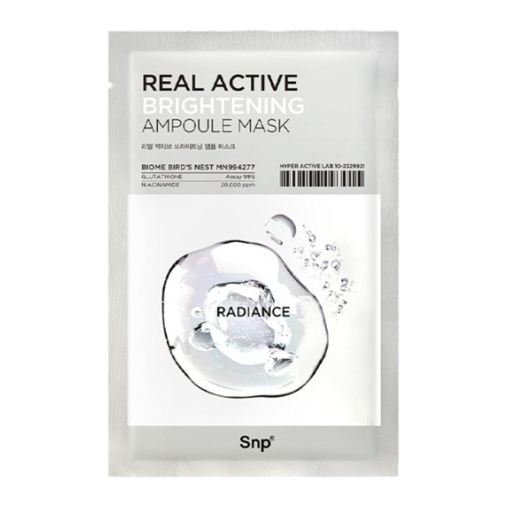 SNP Real Active Brightening Glow Ampoule Mask 25ml x 10ea (Set of 1) - Glutathione & Niacinamide Radiance Sheet Mask