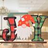 Whimsical Christmas Wooden Letter Figurines Colorful Printed Holiday Decor For Cheerful Tables