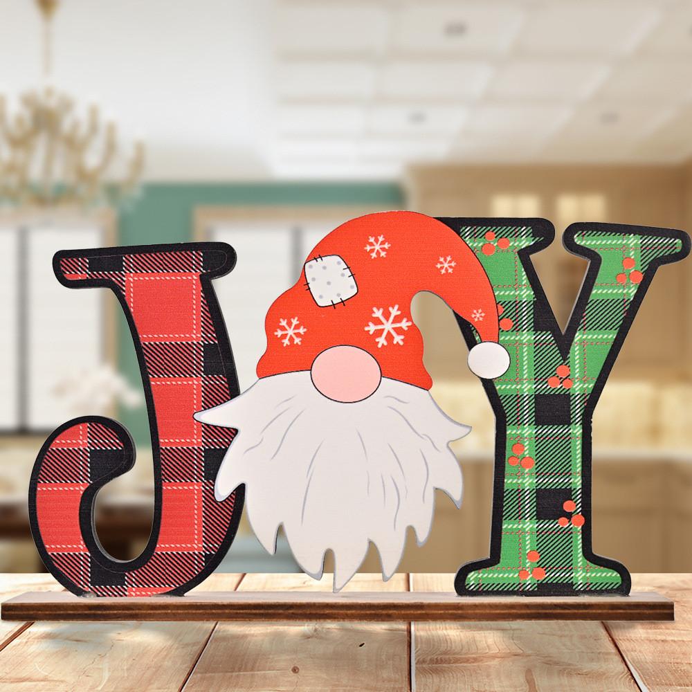 Whimsical Christmas Wooden Letter Figurines Colorful Printed Holiday Decor For Cheerful Tables