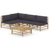 Day and Night - Day and Night 5-piece Bamboo Garden Furniture Set with Dark Gray Cushions