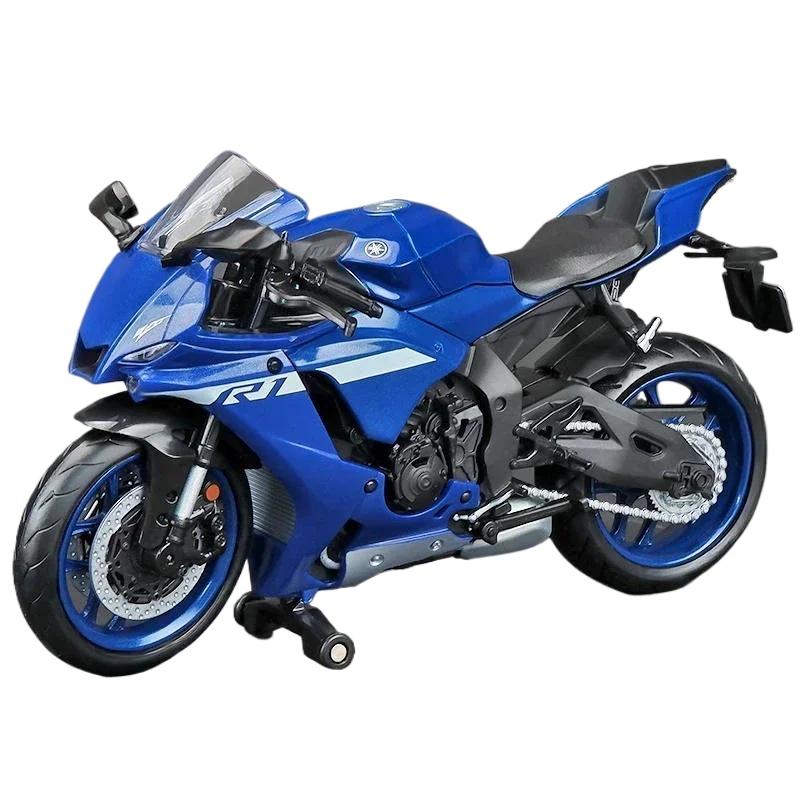 1/12 Yamaha YZF-R1M 60th Anniversary Rennmotorräder Legierung Motorradmodell Stoßdämpfer Sammlung Spielzeugauto Kindergeschenk