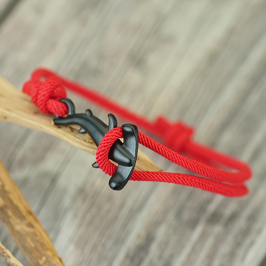 Ocean Breeze Single-Layer Adjustable Flat-Head Shark Bracelet for Women and Men, Vacation Style